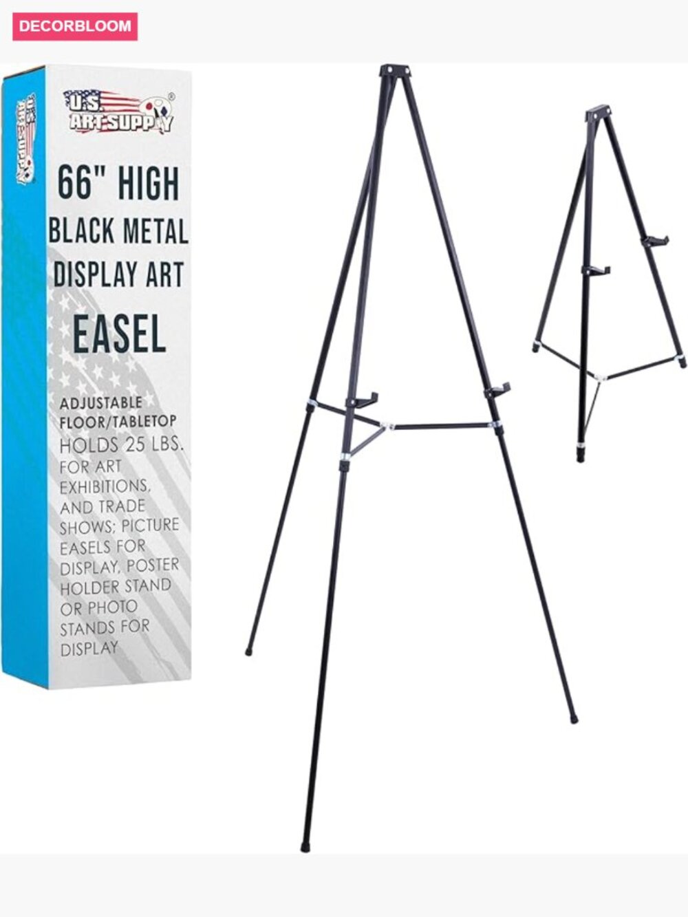 66" Adjustable Metal Display Easel Stand - Heavy Duty 25 lbs Poster Holder